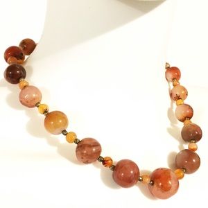 Vintage BOHO real stone beaded necklace, choker